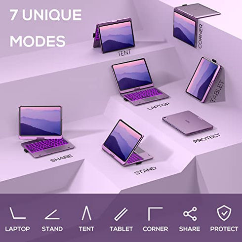 Typecase Touch Keyboard Case with Trackpad for iPad Air 5th Gen (10.9-inch, 2022): 360° Rotatable - 11 Colors Backlight - Wireless Keyboard with Pencil Holder for iPad Air 5th & 4th Gen